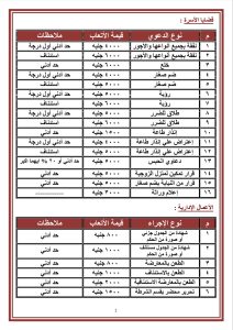 كشف بأتعاب الساده المحامين في مختلف القضايا 2023