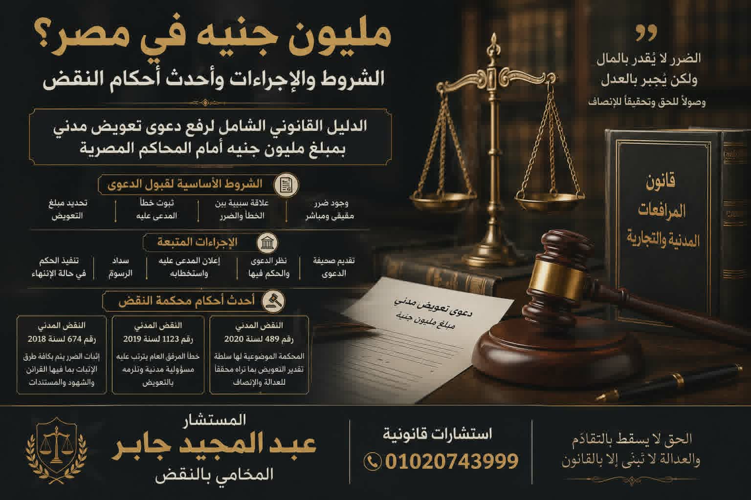 كيفية رفع دعوى تعويض بمبلغ مليون جنيه في مصر؟ الشروط والإجراءات وأحدث أحكام النقض